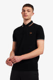 Fred Perry Polo Black / Light Blue / Clay