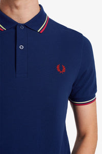 Fred Perry Polo French Navy / Wax Yellow / Washed Red