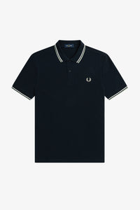 Fred Perry Polo Navy / Snow White / Seagrass