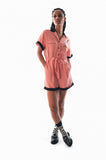 Amy Winehouse Button-Through Playsuit Coral & Black (LIMITED)