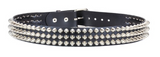 3 Row British Tall Cone Stud Black Leather Belt