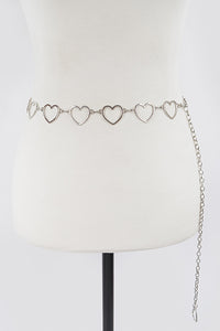 Silver Heart Chain Link Waist Belt