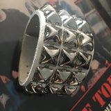 White 3 Row Pyramid Stud Wristband