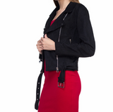 Black Faux Suede Moto Jacket
