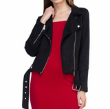 Black Faux Suede Moto Jacket