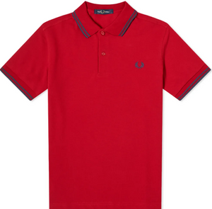 Fred Perry Polo Siren Red / Midnight Blue (Only Small Left)